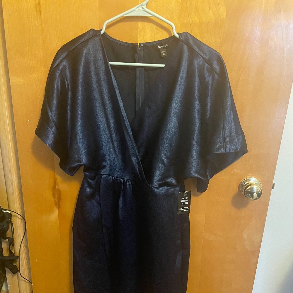 Women's Express Navy Blue Satin Dress, NWT, XS